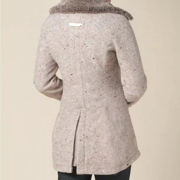 Prana Lisina wool pea coat size small pink faux fur collar - Picture 3 of 11